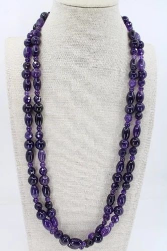 JAY KING DTR STERLING PURPLE AMETHYST DOUBLE STRAND BEADED 24" - 27" NECKLACE (1 of 2)