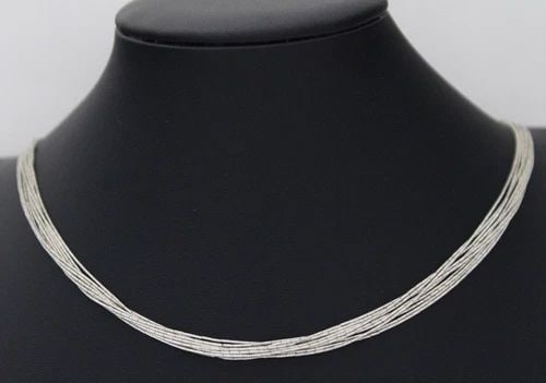 RUNNING BEAR TRADING STERLING SILVER 10 STRAND LIQUID SILVER 24" NECKLACE 13.1 G (1 of 2)