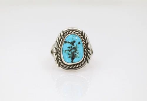 VINTAGE NAVAJO STERLING SILVER GARRISON G BOYD TURQUOISE RING SIZE 10 (1 of 2)