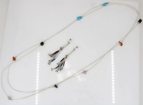 STERLING SILVER LIQUID SILVER HEISHI BEADS NECKLACE & EARRING SET: STERLING SILVER LIQUID SILVER HEISHI BEADS NECKLACE & EARRING SET Description Sterling Silver Liquid Silver Heishi Beads Necklace & Earring Set Necklace & earrings are in good condition. May show sign