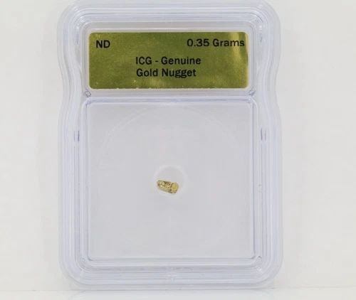ICG GRADED CERTIFIED GENUINE NATURAL GOLD NUGGET 0.35 GRAMS SLABBED (1 of 2)