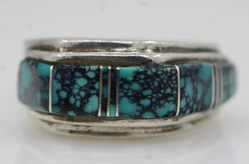 NATIVE AMERICAN SURREST STERLING SILVER TURQUOISE RING SIZE 7.5 - 11.1 GRAMS (1 of 2)