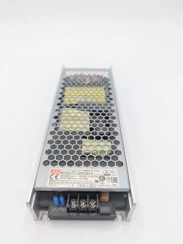 UHP-500-5 COMPACT FANLESS 500W 80A 5V INDUSTRIAL POWER SUPPLY: UHP-500-5 COMPACT FANLESS 500W 80A 5V INDUSTRIAL POWER SUPPLY Description Genuine MEAN WELL brand. New old stock. Tested and working, but never put into service. May be dusty and mildly scratched from