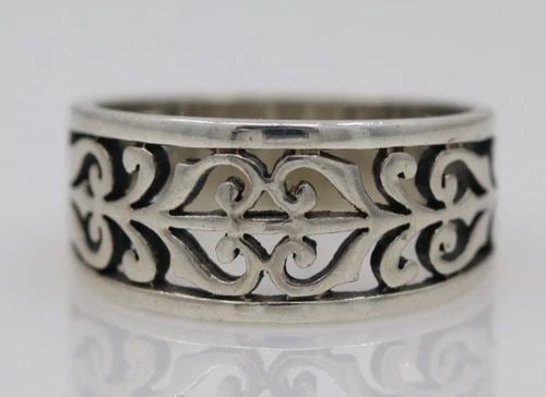 RETIRED JAMES AVERY STERLING SILVER OPEN HEART SCROLL BAND RING SIZE 7.5 (1 of 2)