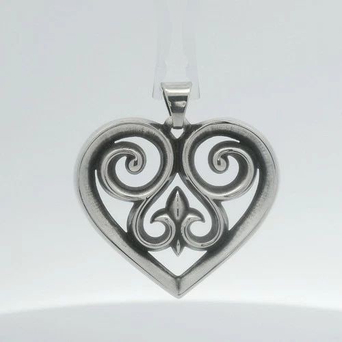 RETIRED JAMES AVERY STERLING SILVER LOVE FRENCH SCROLL HEART PENDANT 1.25" (1 of 2)