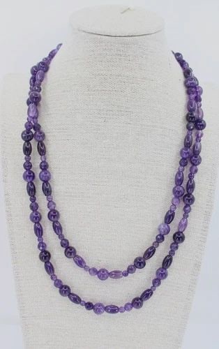 JAY KING DTR STERLING SILVER PURPLE AMETHYST SINGLE STRAND BEADED 40" NECKLACE (1 of 2)