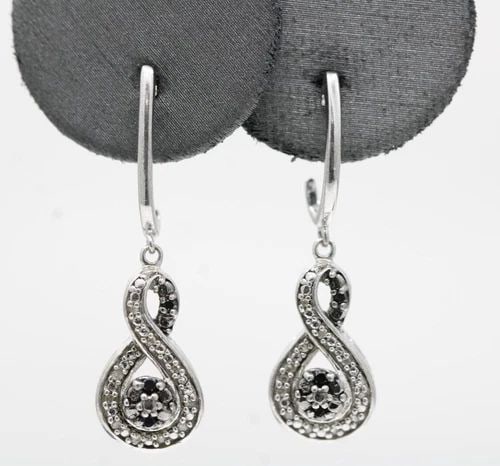 JANE SEYMORE JWBR STERLING SILVER NATURAL DIAMOND DANGLE EARRINGS (1 of 2)