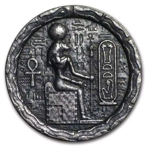 1/2 OZ .999 FINE SILVER ROUND - ULTRA HIGH RELIEF EGYPTIAN - CAT GODDESS BASTET: 1/2 OZ .999 FINE SILVER ROUND - ULTRA HIGH RELIEF EGYPTIAN - CAT GODDESS BASTET Description This 1/2 oz .999 Fine Silver Round Ultra High Relief Egyptian Cat Goddess Bastet Being pulled from fresh tub