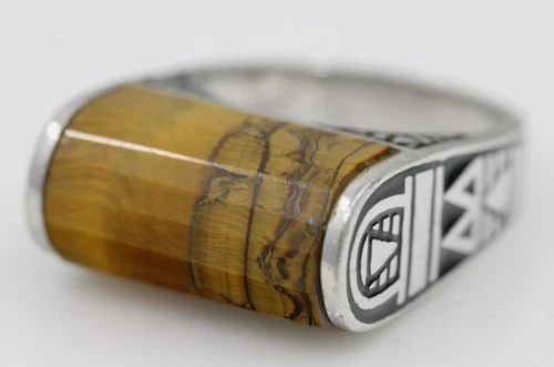 SAJEN STERLING SILVER TIGER EYE RING SIZE 8 - 11.4 GRAMS (1 of 2)