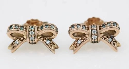 AUTHENTIC PANDORA ALE R ROSE SPARKLING BOW STUD EARRINGS #280555 1.7 G (1 of 2)