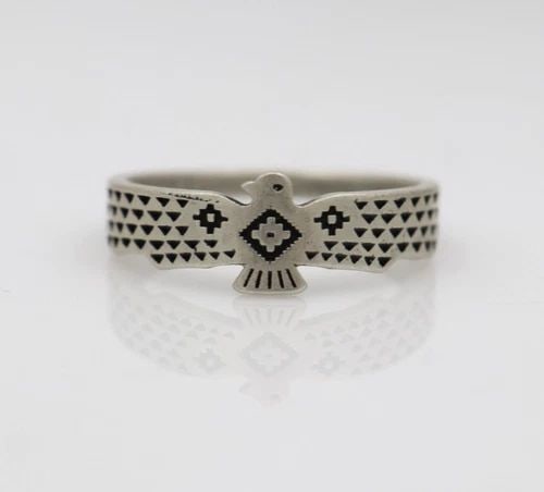 T.SKIES STERLING SILVER SKYWEAVER THUNDERBIRD RISING RING (1 of 2)