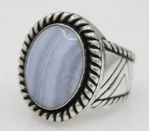 CAROLYN POLLACK RELIOS STERLING SILVER BLUE LACE AGATE RING SIZE 6.5 (1 of 2)