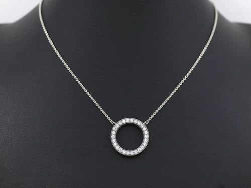 PANDORA STERLING SILVER LOGO PAVE CIRCLE COLLIER NECKLACE 18" (1 of 2)