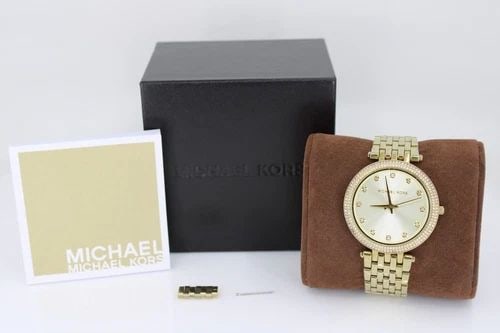 MICHAEL KORS WOMEN'S DARCI MK3216 ROCK GOLD TONE PAVE BEZEL: MICHAEL KORS WOMEN'S DARCI MK3216 ROCK GOLD TONE PAVE BEZEL Description Michael Kors Women's Darci MK3216 Rock Gold Tone Pave Bezel Item is in great condition. May show signs of wear. Item has been pr