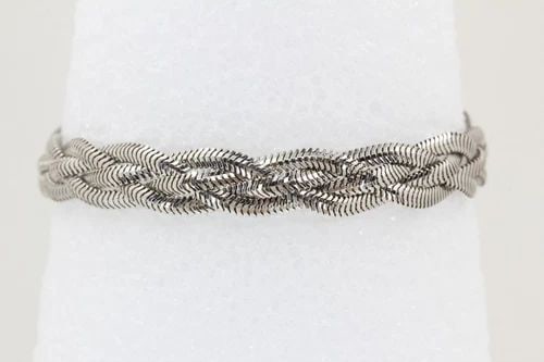 JCM JACMEL MAURITIUS STERLING SILVER BRAIDED HERRINGBONE LINK 7" BRACELET (1 of 2)