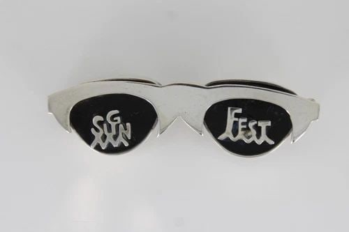 SUNFEST DESIGNER STERLING SILVER SUNGLASSES 2.50" PIN BROOCH 18G (1 of 2)