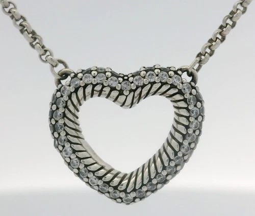 PANDORA STERLING SILVER OPEN LOVING HEARTS 18" NECKLACE (1 of 2)