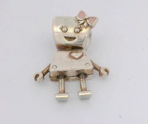 PANDORA STERLING SILVER BELLA BOT PINK ENAMEL DANGLE CHARM 797141EN160 (1 of 2)