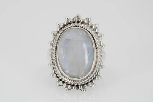 STERLING SILVER NATURAL MOONSTONE GEMSTONE RING SIZE 7 ~ 8.1 GRAMS (1 of 2)