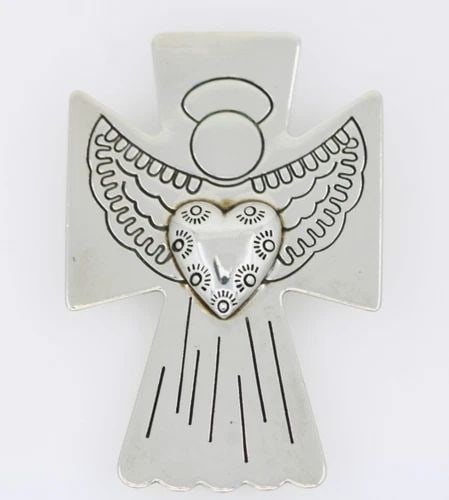 CAROLYN POLLACK STERLING SILVER ANGEL HEART PENDANT/PIN 5.8 GRAMS (1 of 2)