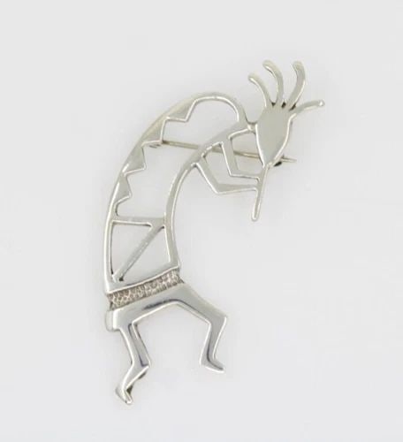 VINTAGE NATIVE AMERICAN 91' BELINDA WOODY BW STERLING SILVER KOKOPELLI BROOCH (1 of 2)
