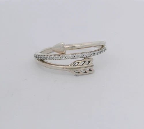 PANDORA STERLING SILVER SPARKLING ARROW RING 197830CZ SIZE 8: PANDORA STERLING SILVER SPARKLING ARROW RING 197830CZ SIZE 8 Description Pandora Sterling Silver Sparkling Arrow Ring 197830CZ Item is in good condition. May show signs of wear and/or tear. Approximat