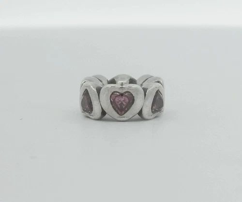 PANDORA STERLING SILVER PINK SPACE IN MY HEART SPACER CHARM 791252CZS (1 of 2)