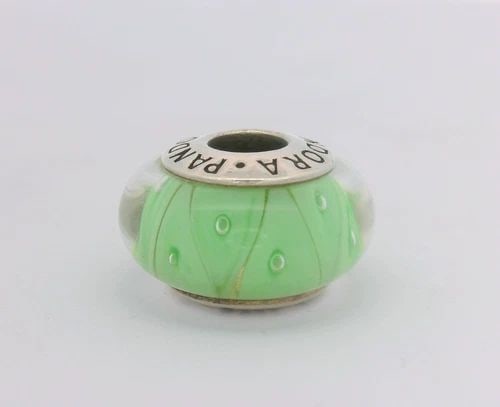 RETIRED PANDORA GREEN LOOKING GLASS MURANO STERLING SILVER CHARM 790925 (1 of 2)