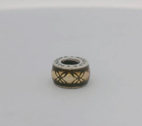 GENUINE PANDORA STERLING SILVER GOLDEN DEW FLORAL SPACER CHARM 791034EN29 (1 of 2)