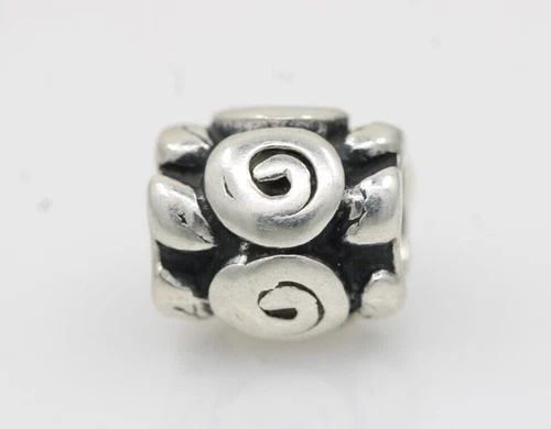 PANDORA STERLING SILVER ALE SCROLL ROSE PETAL CHARM BEAD 790136 (1 of 2)