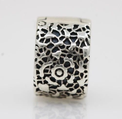 AUTHENTIC PANDORA STERLING MOMENTS LAYERS OF LACE CLIP BEAD CHARM 791758 (1 of 2)