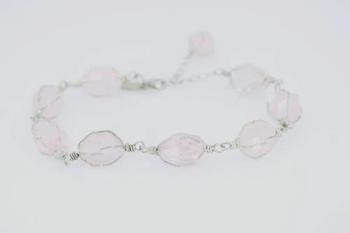J JILL 925 STERLING SILVER PINK GEMSTONE ADJUSTABLE LINK BRACELET FITS 7 TO 8" (1 of 2)
