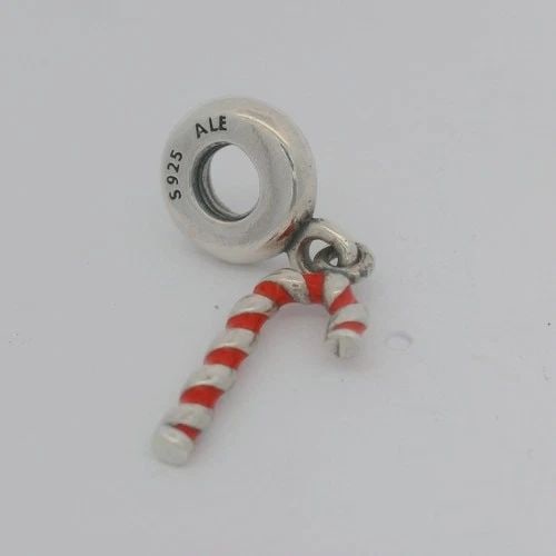 PANDORA STERLING SILVER CHRISTMAS CANDY CANE DANGLE CHARM 791193EN09 (1 of 2)