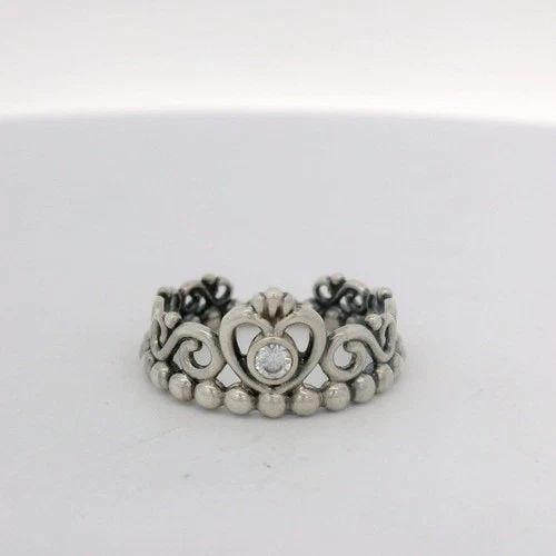 PANDORA STERLING SILVER PRINCESS TIARA CROWN RING 190880CZ SIZE 4.5 / 48 (1 of 2)