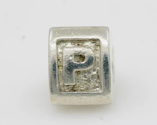 AUTHENTIC PANDORA STERLING SILVER S925 ALE ALPHA BLOCK LETTER P CHARM -3.5 GRAMS (1 of 2)