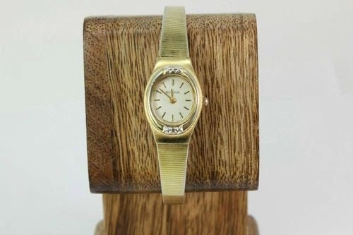BULOVA DIAMOND & GOLD PLATED ACCENT BEZEL GOLD TONE STAINLESS ST. BRACELET WATCH (1 of 2)