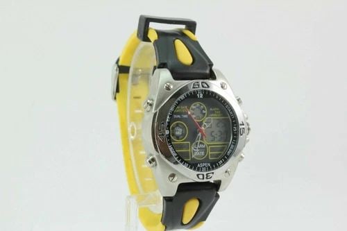 ASPEN DIGITAL DIAL BLACK & YELLOW RUBBER BAND MENS WATCH US-JADAG (1 of 2)