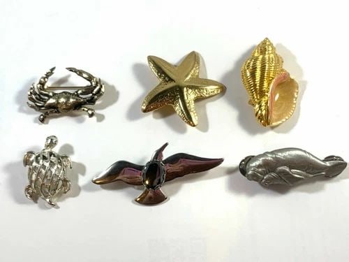 LOT OF 6 NAUTICAL SILVER AND GOLD PINS BROOCHES JOLLE, GERRY'S, SLD, K. KENT ETC (1 of 2)