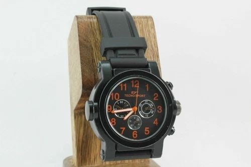 TECNO SPORT BLACK DIAL BLACK RUBBER BAND MENS WATCH 1149 (1 of 2)