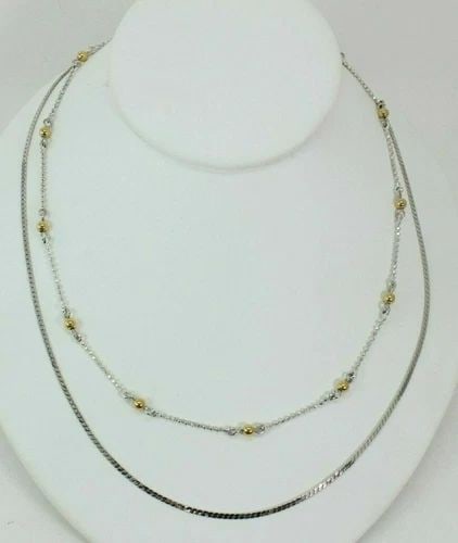 SET OF 2 MONET SILVER TONE HERRING BONE 26" TWO TONE BEAD 23" NECKLACES: SET OF 2 MONET SILVER TONE HERRING BONE 26" TWO TONE BEAD 23" NECKLACES Description SET OF 2 MONET SILVER TONE HERRING BONE 26" TWO TONE BEAD 23" NECKLACES FS! Item is in good condition. May show sign