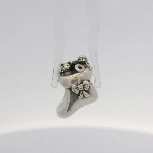 AUTHENTIC PANDORA STERLING SILVER SANTA'S CHRISTMAS STOCKING CHARM 791038 (1 of 2)
