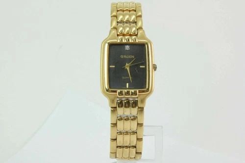 GRUEN DIAMOND DIAL MARKER GOLD TONE STAINLESS STEEL WATCH 282-Y1210 (1 of 2)