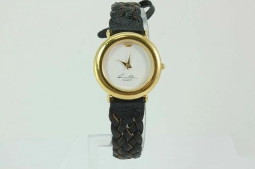 ANNE KLEIN BLACK LEATHER BRAIDED BAND 11/7253T-7344T WATCH (1 of 2)