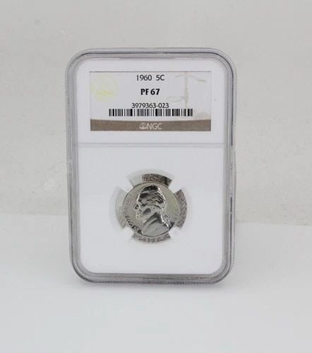1960 JEFFERSON NICKEL 5C NGC PF 67 - PROOF COIN: 1960 JEFFERSON NICKEL 5C NGC PF 67 - PROOF COIN Description 1960 Jefferson Nickel 5C NGC PF 67 - Proof Coin Coin is in great condition. Plastic holder may show signs of wear and/or tear. The listing i
