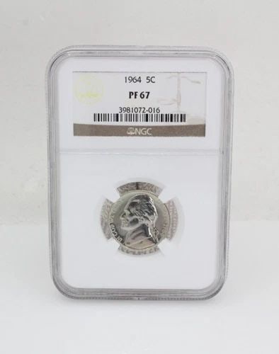 1964 JEFFERSON NICKEL 5C NGC PF 67 - PROOF COIN: 1964 JEFFERSON NICKEL 5C NGC PF 67 - PROOF COIN Description 1964 Jefferson Nickel 5C NGC PF 67 - Proof Coin Coin is in great condition. Plastic holder may show signs of wear and/or tear. The listing i