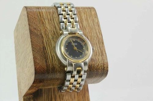 GUESS MIRROR/BLACK DIAL TWO TONE STAINLESS STEEL LADIES WATCH (1 of 2)