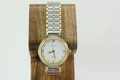 HELBROS WHITE DIAL GOLD BEZEL TWO TONE STAINLESS STEEL WATCH 51483CY481C (1 of 2)