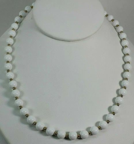 SET OF 2 MONET SMALL 6MM BEAD NECKLACE 27" LARGE BEAD 8MM NECKLACE 24" (1 of 2)
