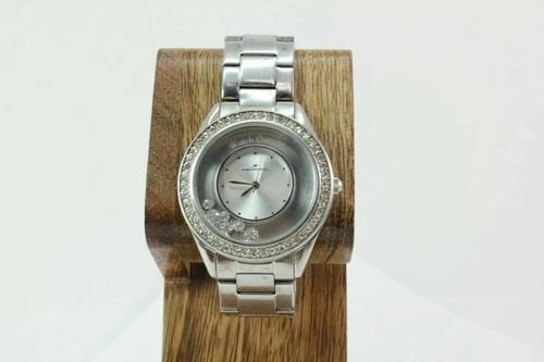 HALLMARK ''WATCH OVER ME''CRYSTAL ACCENTS SILVER DIAL STAINLESS STEEL WATCH (1 of 2)