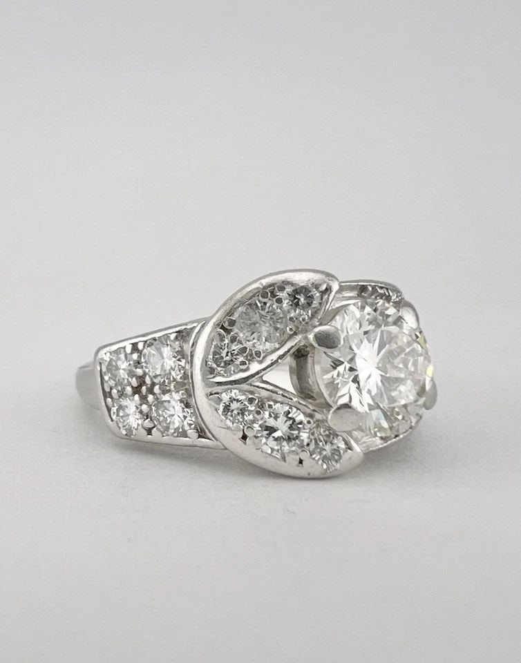 ANTIQUE ART DECO .900 PLATINUM OLD CUT AROUND 1.50CT CENTER DIAMOND CLUSTER RING: ANTIQUE ART DECO .900 PLATINUM OLD CUT AROUND 1.50CT CENTER DIAMOND CLUSTER RING Antique Art Deco .900 Platinum Old Cut Around 1.50ct Center Diamond Cluster Ring Size: 7.5 - Can Be Sized Without Damag